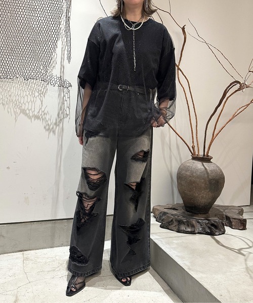 HARE（ハレ）の「リバーシブルシアーレイヤードカットソー(HARE)（Tシャツ/カットソー・メンズ・ブラック/グレー/ブラック系その他・FREE）」の20枚目の写真