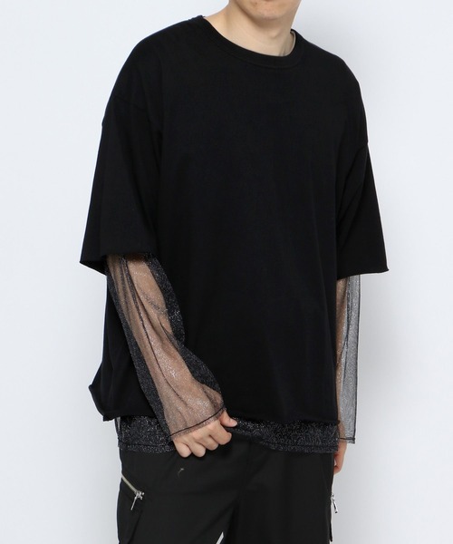 HARE（ハレ）の「リバーシブルシアーレイヤードカットソー(HARE)（Tシャツ/カットソー・メンズ・ブラック/グレー/ブラック系その他・FREE）」の5枚目の写真