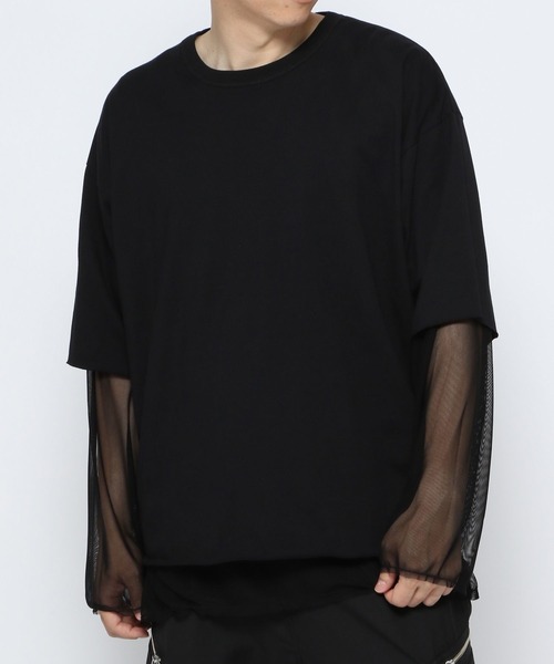 HARE（ハレ）の「リバーシブルシアーレイヤードカットソー(HARE)（Tシャツ/カットソー・メンズ・ブラック/グレー/ブラック系その他・FREE）」の4枚目の写真