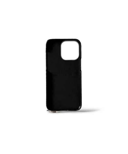 ボナベンチュラ　iPhone15Pro ハンドル付きバックカバーケース　ブラック iPhone15Pro)ハンドル付き バックカバーケース シュリンクレザー