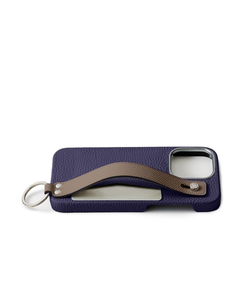 iPhone15Pro)ハンドル付き バックカバーケース シュリンクレザー