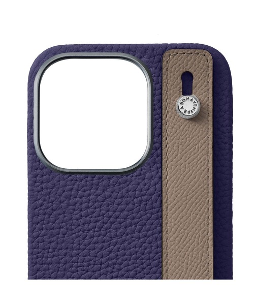 iPhone15Pro)ハンドル付き バックカバーケース シュリンクレザー