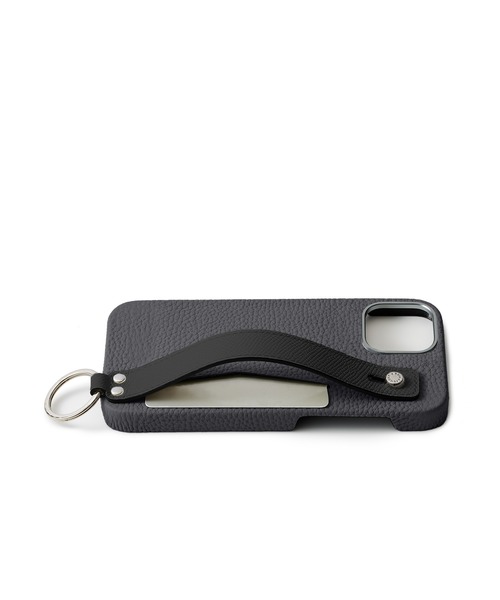 iPhone15Pro)ハンドル付き バックカバーケース シュリンクレザー