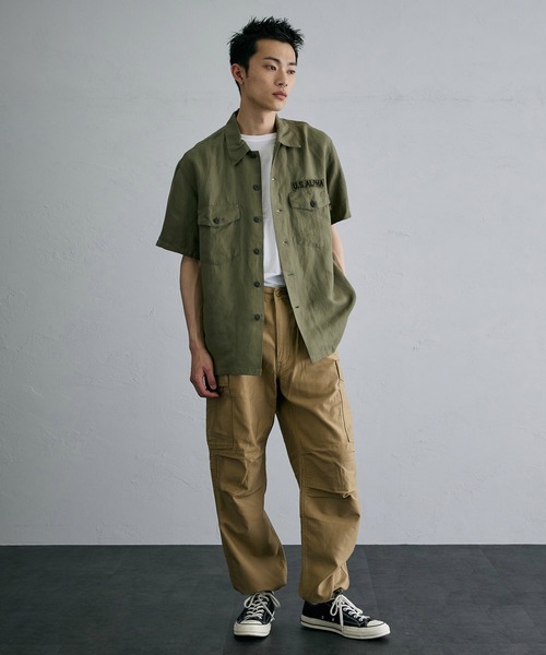 ※ALPHA（アルファ）の「ユーティリティリネンシャツ / スーベニア刺繍 半袖（SOUVENIR）（シャツ/ブラウス・メンズ・ブラック/オリーブ・LARGE/MEDIUM/X-LARGE）」の20枚目の写真