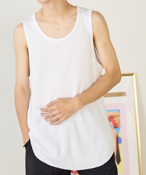 ROOPTOKYO(ループトウキョウ)の「ワッフルノースリーブタンクトップ(タンクトップ・メンズ・ホワイト系1/ホワイト系2/ホワイト系3/ブラック系1/ブラック系2/ブラック系3・M/L)」の3枚目の写真