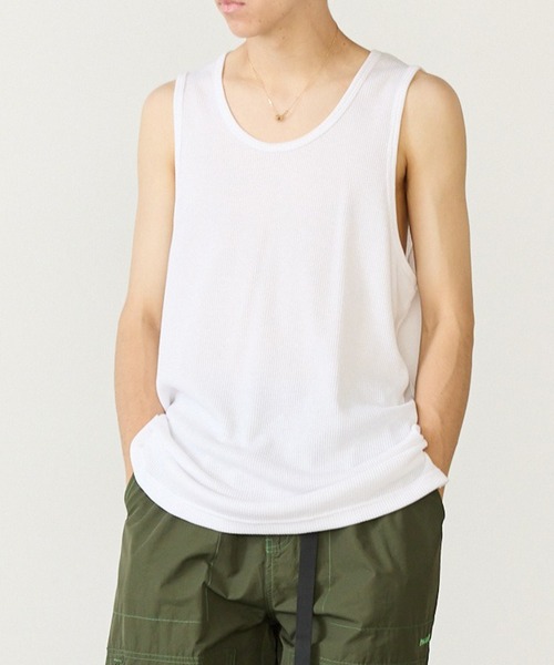 ROOPTOKYO(ループトウキョウ)の「ワッフルノースリーブタンクトップ(タンクトップ・メンズ・ホワイト系1/ホワイト系2/ホワイト系3/ブラック系1/ブラック系2/ブラック系3・M/L)」の4枚目の写真
