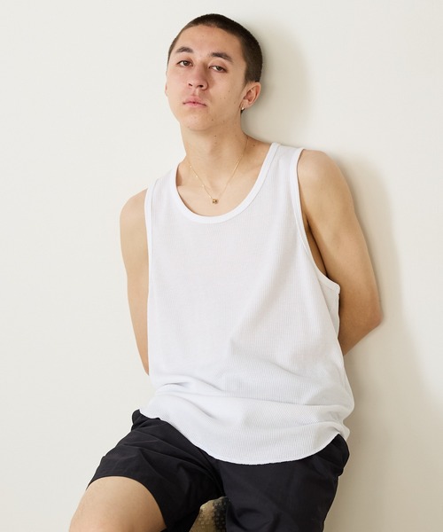 ROOPTOKYO(ループトウキョウ)の「ワッフルノースリーブタンクトップ(タンクトップ・メンズ・ホワイト系1/ホワイト系2/ホワイト系3/ブラック系1/ブラック系2/ブラック系3・M/L)」の19枚目の写真