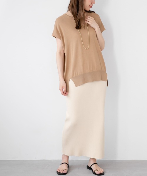 URBAN RESEARCH Sonny Label（アーバンリサーチサニーレーベル）の「『WEB限定』『洗濯可』フレンチトップス×スカートニットSET（ワンピース・レディース・グレー/ブラック/ベージュ・FREE）」の3枚目の写真