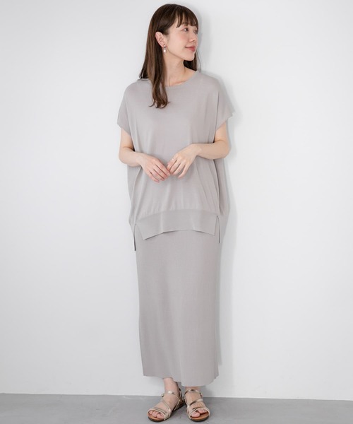 URBAN RESEARCH Sonny Label（アーバンリサーチサニーレーベル）の「『WEB限定』『洗濯可』フレンチトップス×スカートニットSET（ワンピース・レディース・グレー/ブラック/ベージュ・FREE）」の2枚目の写真