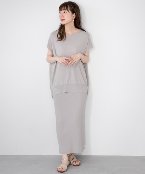 URBAN RESEARCH Sonny Label（アーバンリサーチサニーレーベル）の「『WEB限定』『洗濯可』フレンチトップス×スカートニットSET（ワンピース・レディース・グレー/ブラック/ベージュ・FREE）」の9枚目の写真