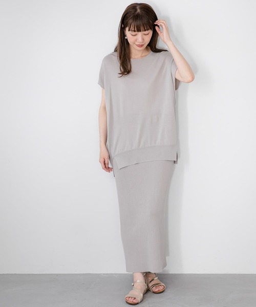 URBAN RESEARCH Sonny Label（アーバンリサーチサニーレーベル）の「『WEB限定』『洗濯可』フレンチトップス×スカートニットSET（ワンピース・レディース・グレー/ブラック/ベージュ・FREE）」の10枚目の写真