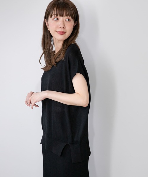 URBAN RESEARCH Sonny Label（アーバンリサーチサニーレーベル）の「『WEB限定』『洗濯可』フレンチトップス×スカートニットSET（ワンピース・レディース・グレー/ブラック/ベージュ・FREE）」の14枚目の写真