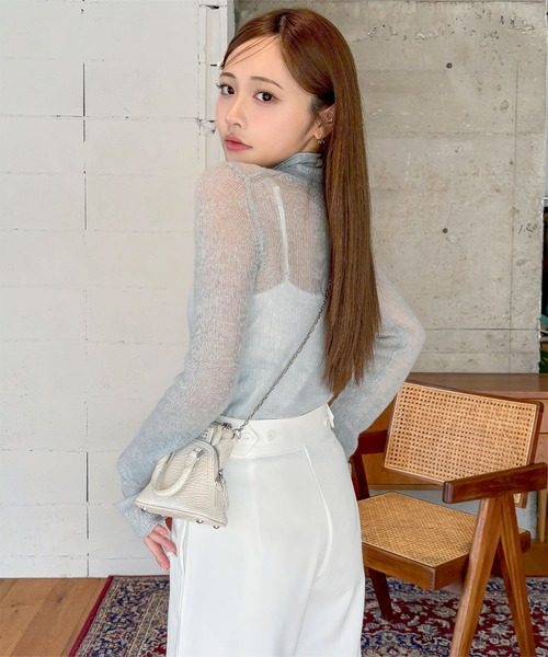 KOBE LETTUCE（コウベレタス）の「[ わかなさんコラボ ] ハイウエストワイドパンツ（スラックス・レディース・ブルー/オフホワイト/グレー/イエロー・M）」の17枚目の写真