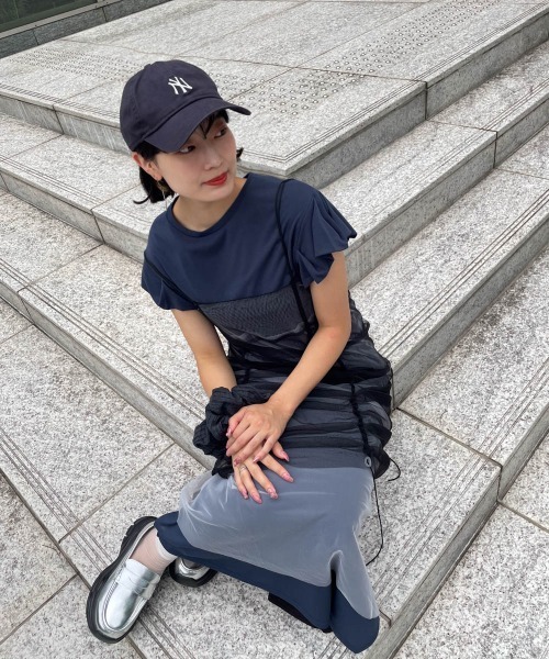 ketty cherie（ケティシェリー）の「【UVカット】ハイゲージカットワンピース≪手洗い可能≫（ワンピース・レディース・ネイビー/ホワイト・M）」の16枚目の写真