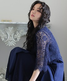 ドレス ワンピース パーティードレス 結婚式 二次会 ネイビー L 号」に