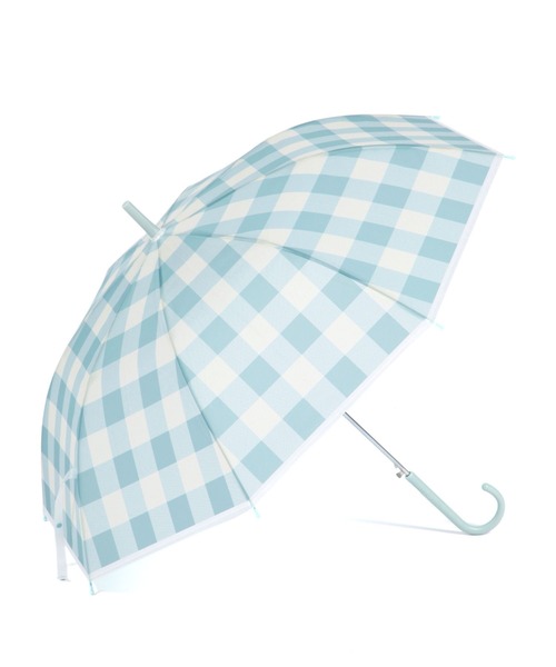 studio CLIP（スタディオクリップ）の「ギンガムチェックフロストビニール傘（長傘・レディース・チャコール/ブルー/ベージュ・FREE）」の3枚目の写真