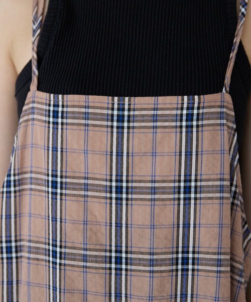PREFERIR（プレフェリール）の「チェック ダブルストラップ ティアード キャミワンピース（ワンピース・レディース・ブラウン/ネイビー・MEDIUM/LARGE）」の14枚目の写真