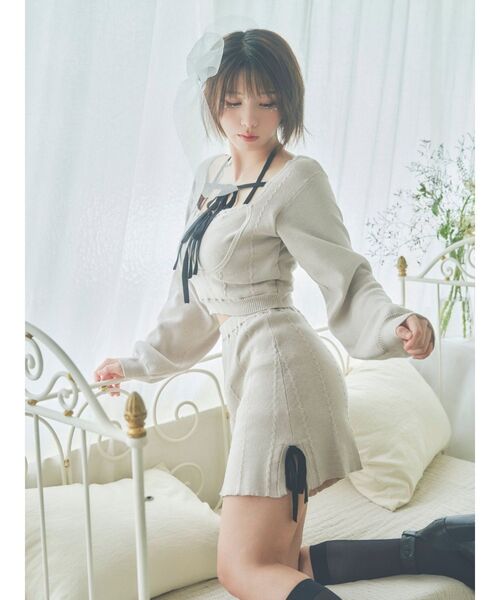 EATME(イートミー)の「【EATME×ENAKO】リボンキャミニットセット(セットアップ可能)(ニット/セーター・レディース・グレー/ブラック・FREE)」の13枚目の写真