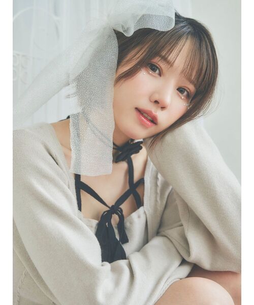 EATME(イートミー)の「【EATME×ENAKO】リボンキャミニットセット(セットアップ可能)(ニット/セーター・レディース・グレー/ブラック・FREE)」の10枚目の写真