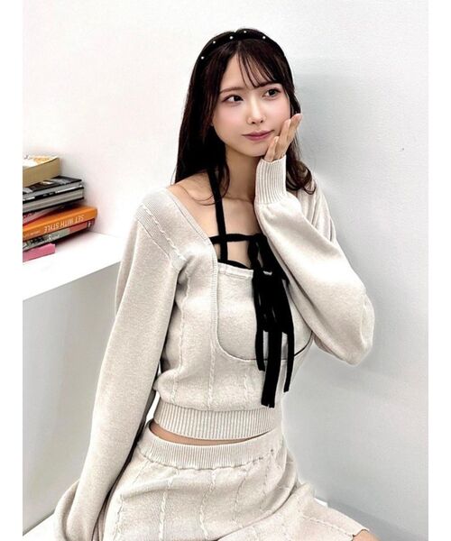 EATME(イートミー)の「【EATME×ENAKO】リボンキャミニットセット(セットアップ可能)(ニット/セーター・レディース・グレー/ブラック・FREE)」の20枚目の写真