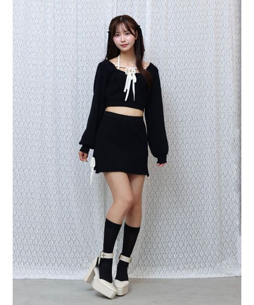 EATME（イートミー）の「【EATME×ENAKO】リボンキャミニットセット（セットアップ可能）（ニット/セーター・レディース・グレー/ブラック・FREE）」の11枚目の写真