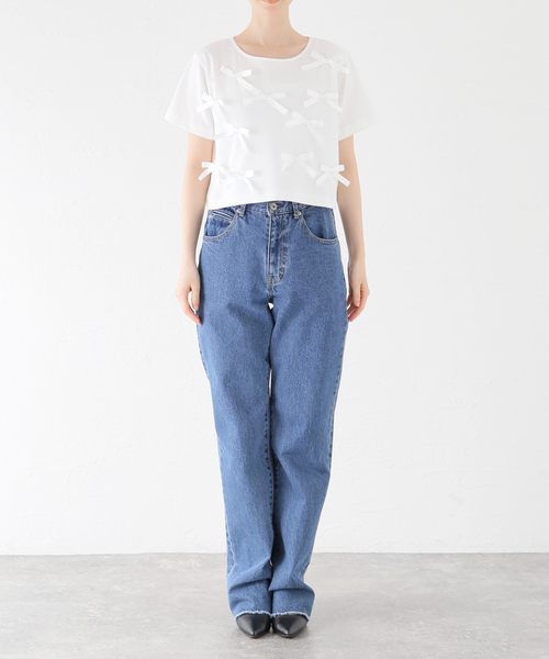 U by SPICK&SPAN(ユーバイスピックアンドスパン)の「ハーフスリーブリボントップス(Tシャツ/カットソー・レディース・ホワイト・FREE)」の12枚目の写真