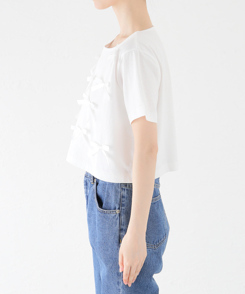 U by SPICK&SPAN(ユーバイスピックアンドスパン)の「ハーフスリーブリボントップス(Tシャツ/カットソー・レディース・ホワイト・FREE)」の10枚目の写真