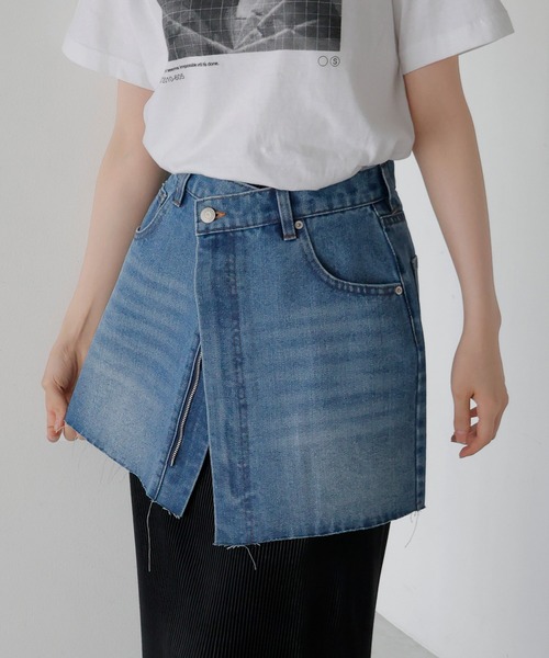 LIAN(リアン)の「デニムミニラップスカート(デニムスカート・レディース・ブルー系その他/ブラック/ブルー・SMALL/MEDIUM)」の3枚目の写真
