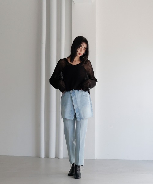 LIAN(リアン)の「デニムミニラップスカート(デニムスカート・レディース・ブルー系その他/ブラック/ブルー・SMALL/MEDIUM)」の6枚目の写真