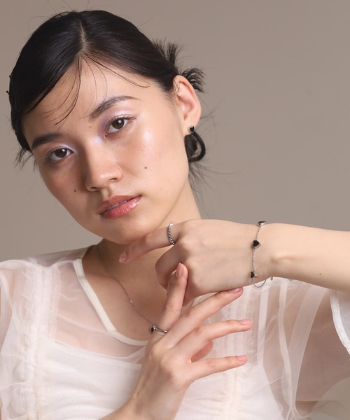 LHME “Moment”スリーハートブレスレット/ブラック/サージカルステンレス316L（金属アレルギー対応）（ブレスレット）｜LHME（エルエイチエムイー）