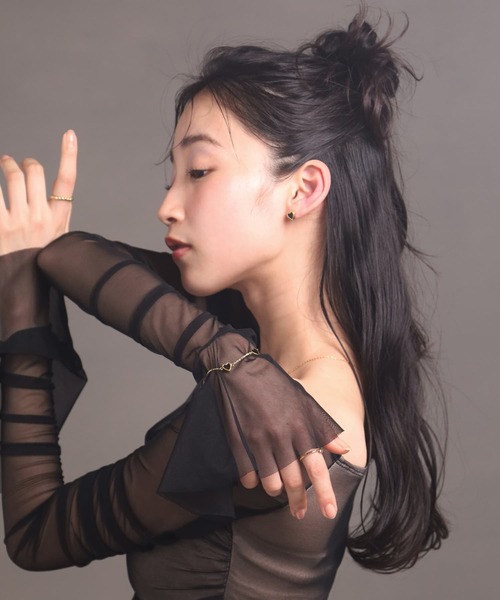 LHME “Moment”スリーハートブレスレット/ブラック/サージカルステンレス316L（金属アレルギー対応）（ブレスレット）｜LHME（エルエイチエムイー）