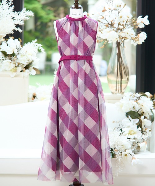Belted check flare one-piece（ワンピース）｜emiriawiz