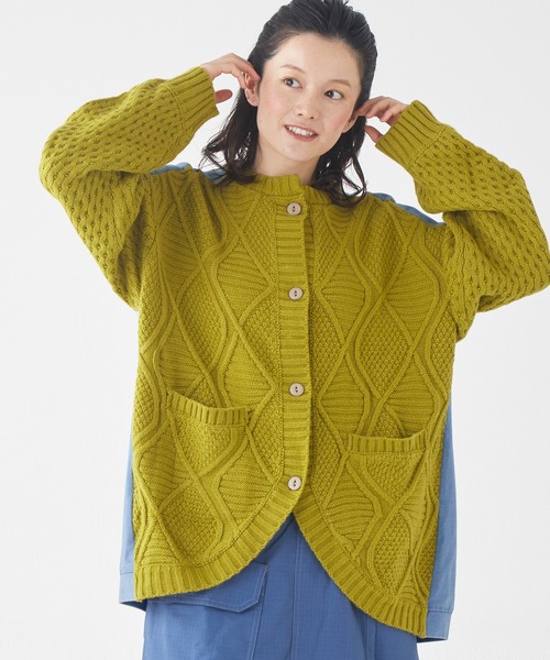 【セール】デニムドッキングニットカーデ（カーディガン/ボレロ）｜KRIFF MAYER Lady's Collection（クリフメイヤーレディースコレクション）