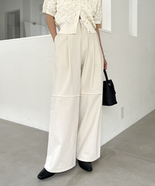 CAPRICIEUX LE'MAGE（カプリシューレマージュ）の「切替ワイドパンツ（その他パンツ・レディース・オフホワイト/ネイビー・38/36）」の2枚目の写真
