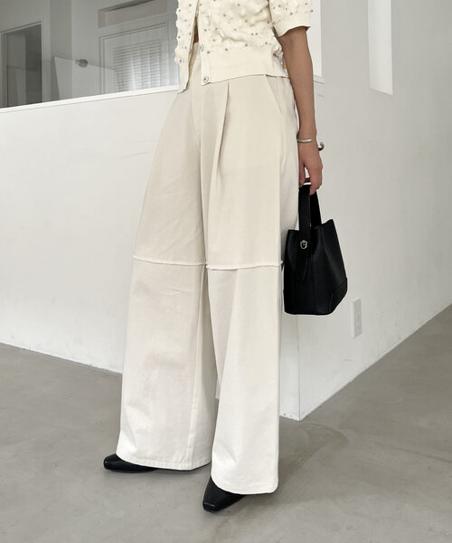 CAPRICIEUX LE'MAGE（カプリシューレマージュ）の「切替ワイドパンツ（その他パンツ・レディース・オフホワイト/ネイビー・38/36）」の3枚目の写真