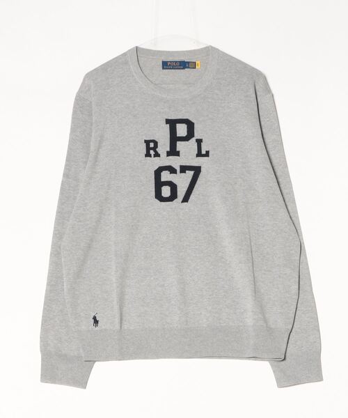 【美品】ポロラルフローレン ポロベア コットン ニット ライトグレー エンブレム POLO RALPH LAUREN 良品 ポロラルフローレン ポロベア コットン