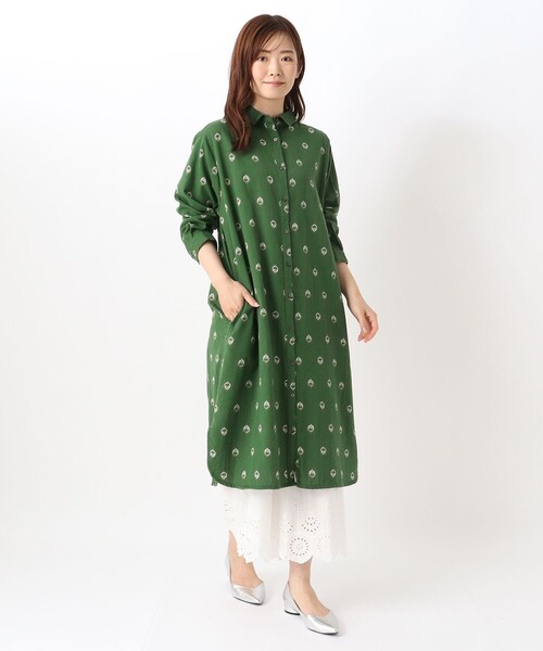 one'sterrace（ワンズテラス）の「コモンドット シャツワンピース（ワンピース・レディース・ブラック系8/グリーン系その他6・00）」の12枚目の写真