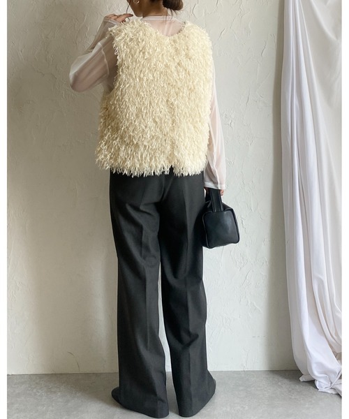 She's Closet（シーズクローゼット）の「ビッグシルエットクルーネック長袖シースルー/シアーロングTシャツ シアーカットソートップス（Tシャツ/カットソー・レディース・グレー/ブラウン/グリーン/ホワイト/ブラック/アイボリー・FREE）」の17枚目の写真