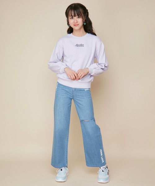 JENNI love（ジェニィラブ）の「【ウエスト調整可】ダメージデニムロングパンツ（デニムパンツ・キッズ・サックスブルー/ブルー・160cm/150cm/140cm/130cm）」の8枚目の写真