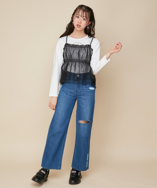 JENNI love（ジェニィラブ）の「【ウエスト調整可】ダメージデニムロングパンツ（デニムパンツ・キッズ・サックスブルー/ブルー・160cm/150cm/140cm/130cm）」の11枚目の写真