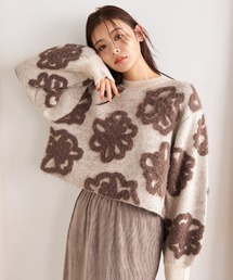 mysty woman | フェザーフラワージャガードニットプルオーバー　142901(ニット/セーター)