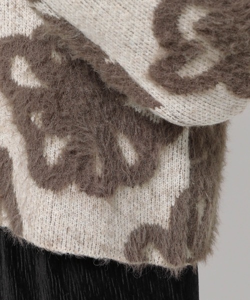 mysty woman（ミスティウーマン）の「フェザーフラワージャガードニットプルオーバー　142901（ニット/セーター・レディース・ライトグレー/アイボリー/グレー/ブルー/グリーン/チャコールグレー・FREE）」の19枚目の写真