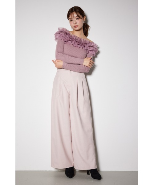 rienda（リエンダ）の「チュールフリルオフショルニットトップス（ニット/セーター・レディース・ホワイト/ピンク/ブラック/ライトベージュ・FREE）」の21枚目の写真