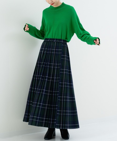 セール】【refinedworks】オリジナルの 起毛チェックプリーツスカート