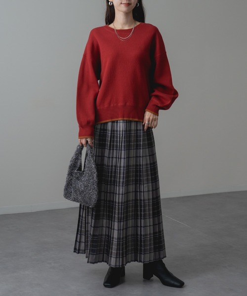 refinedworks(リファインドワークス)の「【refinedworks】オリジナルの 起毛チェックプリーツスカート(スカート・レディース・レッド/ブラック/ブルー/オリーブ×ブラック/イエロー/ボルドー・FREE)」の16枚目の写真
