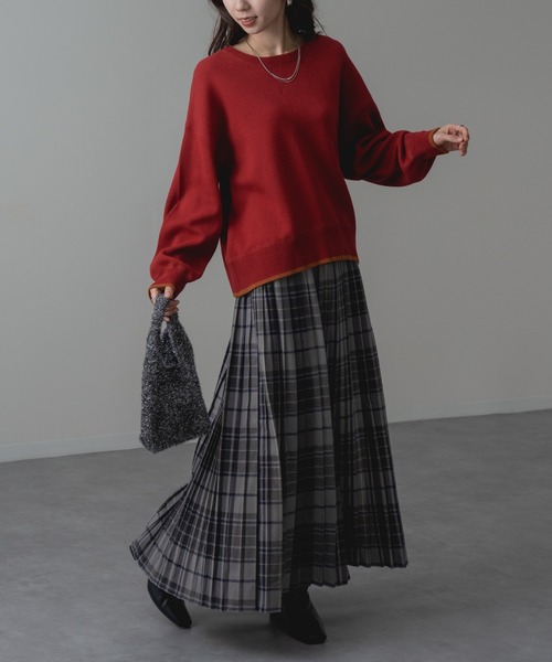 refinedworks(リファインドワークス)の「【refinedworks】オリジナルの 起毛チェックプリーツスカート(スカート・レディース・レッド/ブラック/ブルー/オリーブ×ブラック/イエロー/ボルドー・FREE)」の19枚目の写真