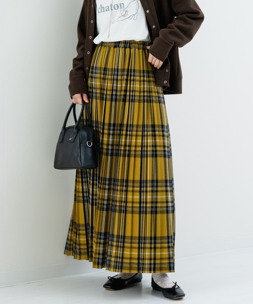 refinedworks（リファインドワークス）の「【refinedworks】オリジナルの 起毛チェックプリーツスカート（スカート・レディース・レッド/ブルー/ブラック/イエロー/オリーブ×ブラック/ボルドー・FREE）」の7枚目の写真