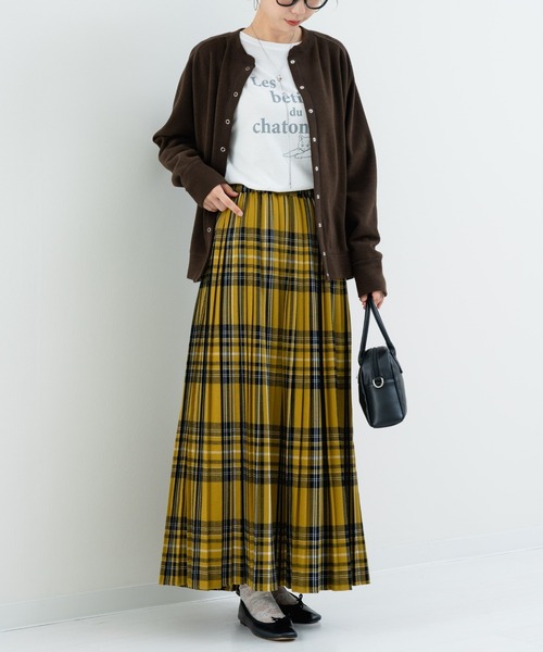 セール】【refinedworks】オリジナルの 起毛チェックプリーツスカート