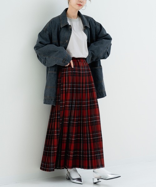 refinedworks（リファインドワークス）の「【refinedworks】オリジナルの 起毛チェックプリーツスカート（スカート・レディース・レッド/ブルー/ブラック/イエロー/オリーブ×ブラック/ボルドー・FREE）」の18枚目の写真