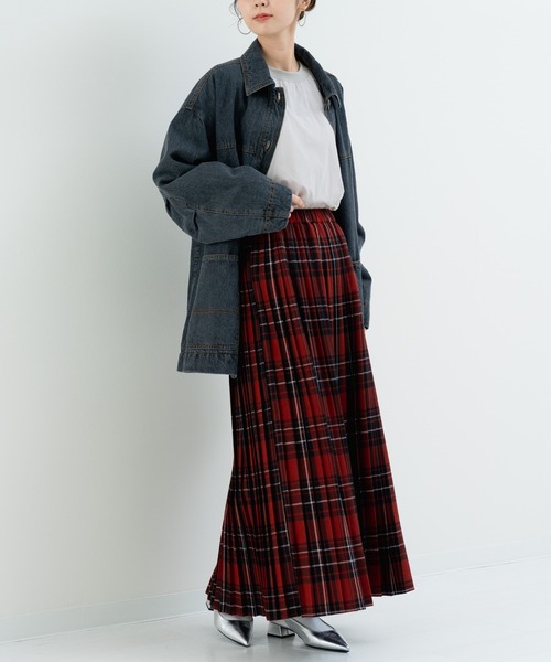 refinedworks（リファインドワークス）の「【refinedworks】オリジナルの 起毛チェックプリーツスカート（スカート・レディース・レッド/ブルー/ブラック/イエロー/オリーブ×ブラック/ボルドー・FREE）」の20枚目の写真